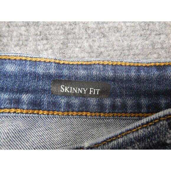Judy Blue Skinny Fit Jeans Size 11/30 Lined Buffalo Plaid Blue Distressed Denim - Picture 6 of 12